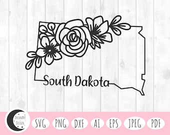 Floral South Dakota SVG: Patriotic USA Design (Digital Files)