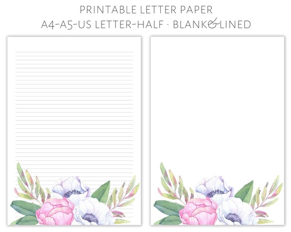 Printable Floral Letter Paper Letter Writing Paper Letter - Etsy
