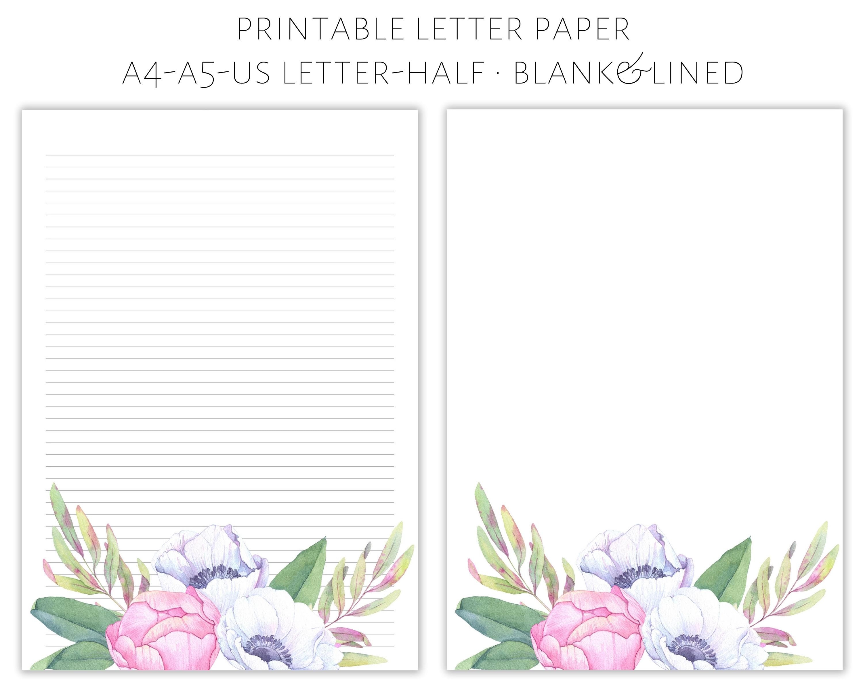 Floral Letter Writing Paper: Printable Stationery Set (Digital Download)