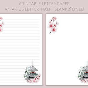 Carta per lettere stampabile, carta Sakura, carta per lettere, carta decorativa, carta per lettere carina, carta per lettere fantasia, carta giapponese