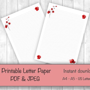 Carta da lettera stampabile floreale, Foglio di linea, Foglio, Carta da lettera stampabile floreale, Carta da lettere stampabile, Elenco delle cose da fare, Set per scrivere lettere immagine 3