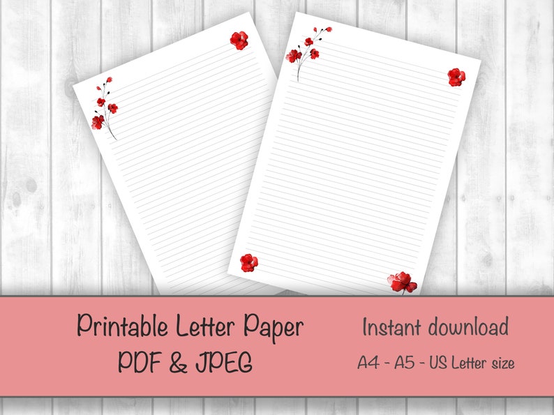 Carta da lettera stampabile floreale, Foglio di linea, Foglio, Carta da lettera stampabile floreale, Carta da lettere stampabile, Elenco delle cose da fare, Set per scrivere lettere immagine 3