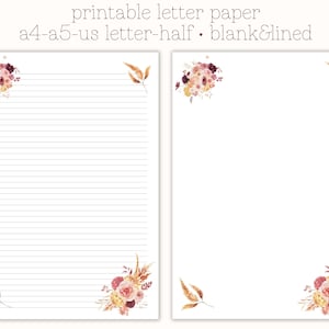 Papel de carta imprimible de otoño, papel de escritura, hoja de línea, papelería imprimible, planificador imprimible, conjunto de escritura de cartas, escritura de cartas