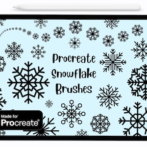 Snowflake Procreate Brushes: Winter Illustration Stamps (Digital Download)