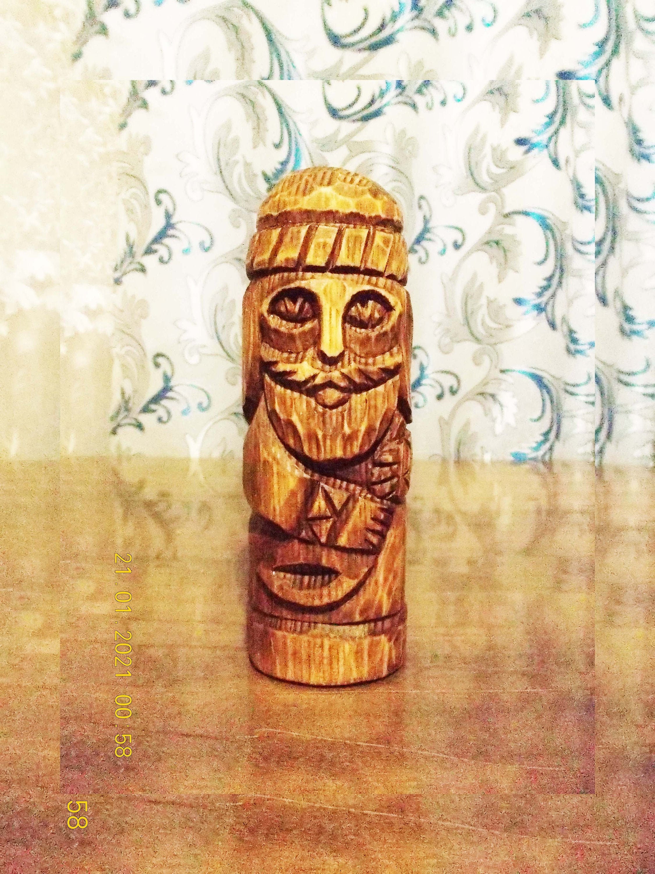 Nordic Idol , Wood Carving , Handmade Totem Pole , Pagan