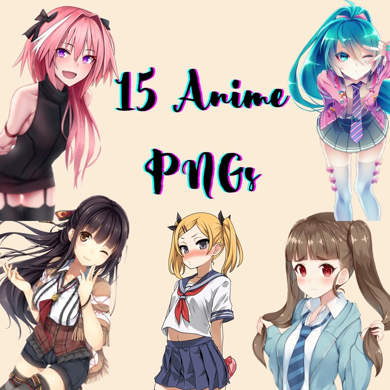15 cute anime characters stickers instant download png files etsy australia