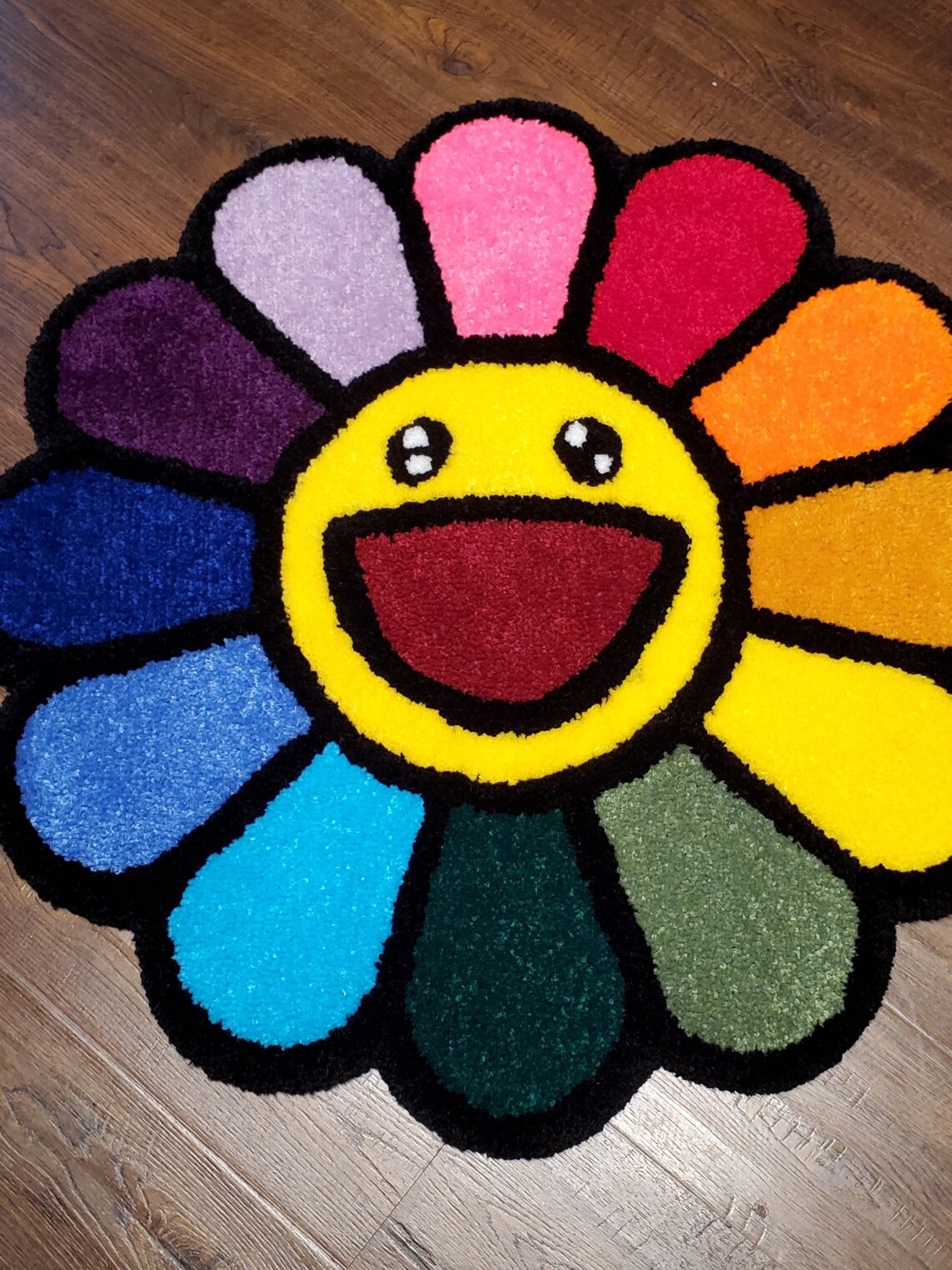 Handmade Tufted Rug Murakami Flower Etsy