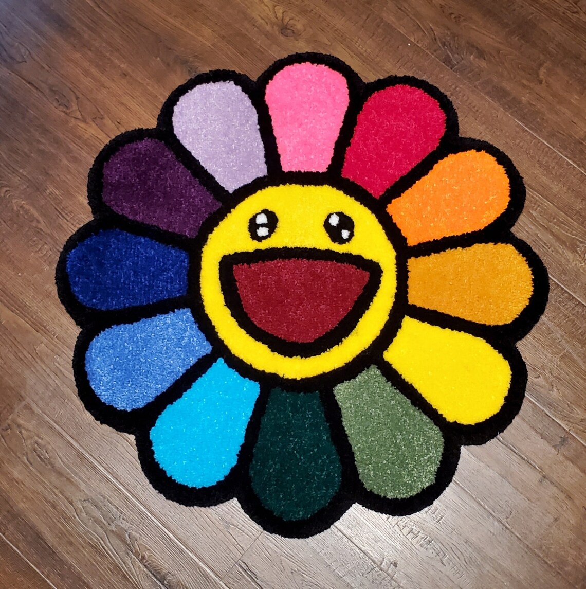 Handmade Tufted Rug Murakami Flower Etsy