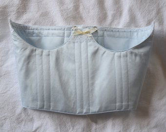 Baby Blue Silk and Lace Underbust Corset with Ribbon Detailing, Antique Inspired, Custom, Cottagecore Pastel