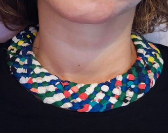 Handmade Multicolor Necklace | Colorful Bib Fabric Statement Piece