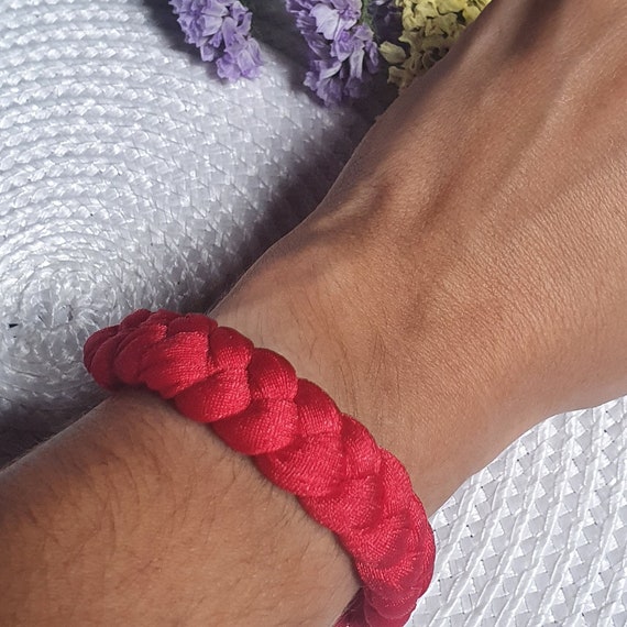 Red Fabric Knotted Bracelet - Red Textile Lightweight Bracelet - Colorful Handmade Bracelet - Perfect Gift Idea for Her - Etsy UK