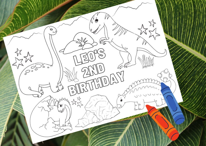 Personalised Kids Party Activity Sheet A4, Dinosaur Theme, Party Bag ...