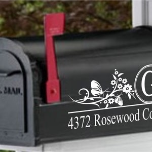 Custom, Personalized, Monogram, Mailbox Vinyl Decal With Butterflies