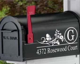 Custom, Personalized, Monogram, Mailbox Vinyl Decal With Butterflies