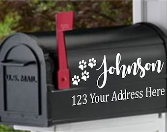 Custom Dog/Cat Print Mailbox Decal With Last Name
