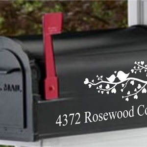 Custom Love Birds Mailbox Vinyl Decal, Custom Mailbox, Custom Mailbox Decal, Personalized Mailbox lettering, Mailbox Numbering