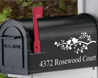 Custom Love Birds Mailbox Vinyl Decal, Custom Mailbox, Custom Mailbox Decal, Personalized Mailbox lettering, Mailbox Numbering