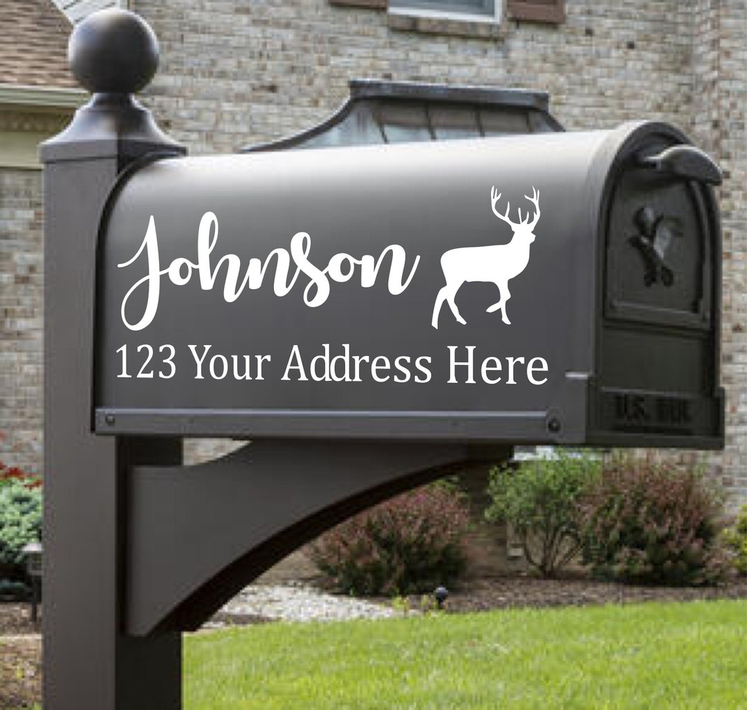 Custom Mailbox Vinyl Decal With Deer and Last Name - Etsy