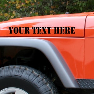 Custom Hood Decal (Set Of 2), Pick Your Font and Color, Custom Text, Personalized Decal