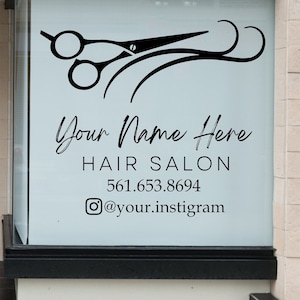 Custom Salon Barber Business Sign Decal / Company Logo / Business Door Decal / Store Front Lettering / Rated For 6 Years Outdoor Life