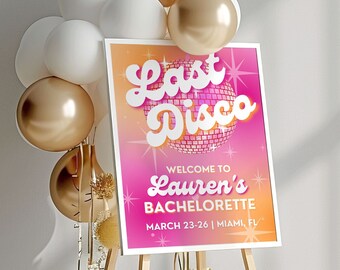 Last Disco Welcome Sign for Last Disco Bachelorette Party Decorations Last Disco Decor Bachelorette Party Disco Hen Party Disco Signs, CHLOE