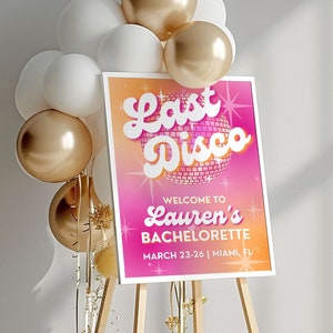Last Disco Welcome Sign for Last Disco Bachelorette Party Decorations Last Disco Decor Bachelorette Party Disco Hen Party Disco Signs, CHLOE