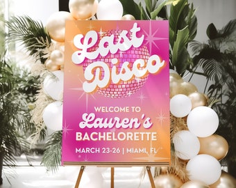 Groovy Retro Bachelorette Welcome Sign for Last Disco Bachelorette Party Decorations 70s Bachelorette Party Disco Hen Party Disco Sign CHLOE