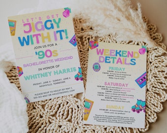 90s Bachelorette Party Invitation Template, Retro 90s Theme Party Digital Invite Canva, Bach to the 90s Throwback, 1990s Baby Party, BRITNEY