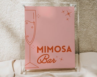 Mimosa Sign Decorazioni per brunch nuziale retrò rosa, fai scoppiare il brunch frizzante con l'arredamento della sposa, brunch e addio al nubilato moderno frizzante, CORA