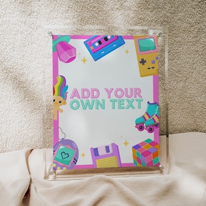 90s Party Decorations 90s Party Sign, Editable 90s Table Sign, 90s Decor, Custom Sign for 90s Themed Party Back to the 90s Throwback SABRINA
