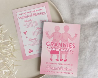 Grannies Night Out Grandma Bachelorette Party Invitation, Grannies Gone Wild Bachelorette Grandma Bachelorette Invite Old Lady Party, BETTY