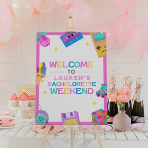 Bach to the 90s Bachelorette Party Welcome Sign Template for Retro Decorations & Decor, Y2K 2000s Millennium Bach or Hen Party, SABRINA