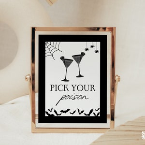 Dekoracje na znak na wieczór panieński z okazji Halloween na stół z napojami lub wózek barowy na imprezie Spooky Bride or Die Hen Party, Til Death Do Us Party, RAVEN
