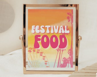 Décorations de signe de fête de festival de musique pour la table de nourriture ou de collation à l'enterrement de vie de jeune fille ou à l'anniversaire rétro à Palm Springs Desert Music Fest, SADIE
