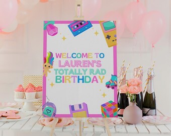 90s Birthday Party Welcome Sign Template for Retro Back to the 1990s Bday Decorations, Colorful & Nostalgic 30th Birthday Decor, SABRINA