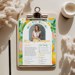 Plantilla para conocer al maestro, colorida Todo sobre el maestro Acerca de mí Maestro, Gestión del aula de frutas, Introducción al maestro de primaria MACY