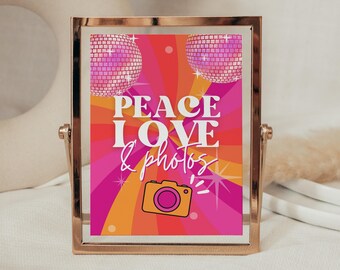 Last Disco Bachelorette Party Photo Booth Sign Printable, Colorful Retro Decorations, Dazed Engaged 70s Theme Selfie, Groovy Hippie SARA