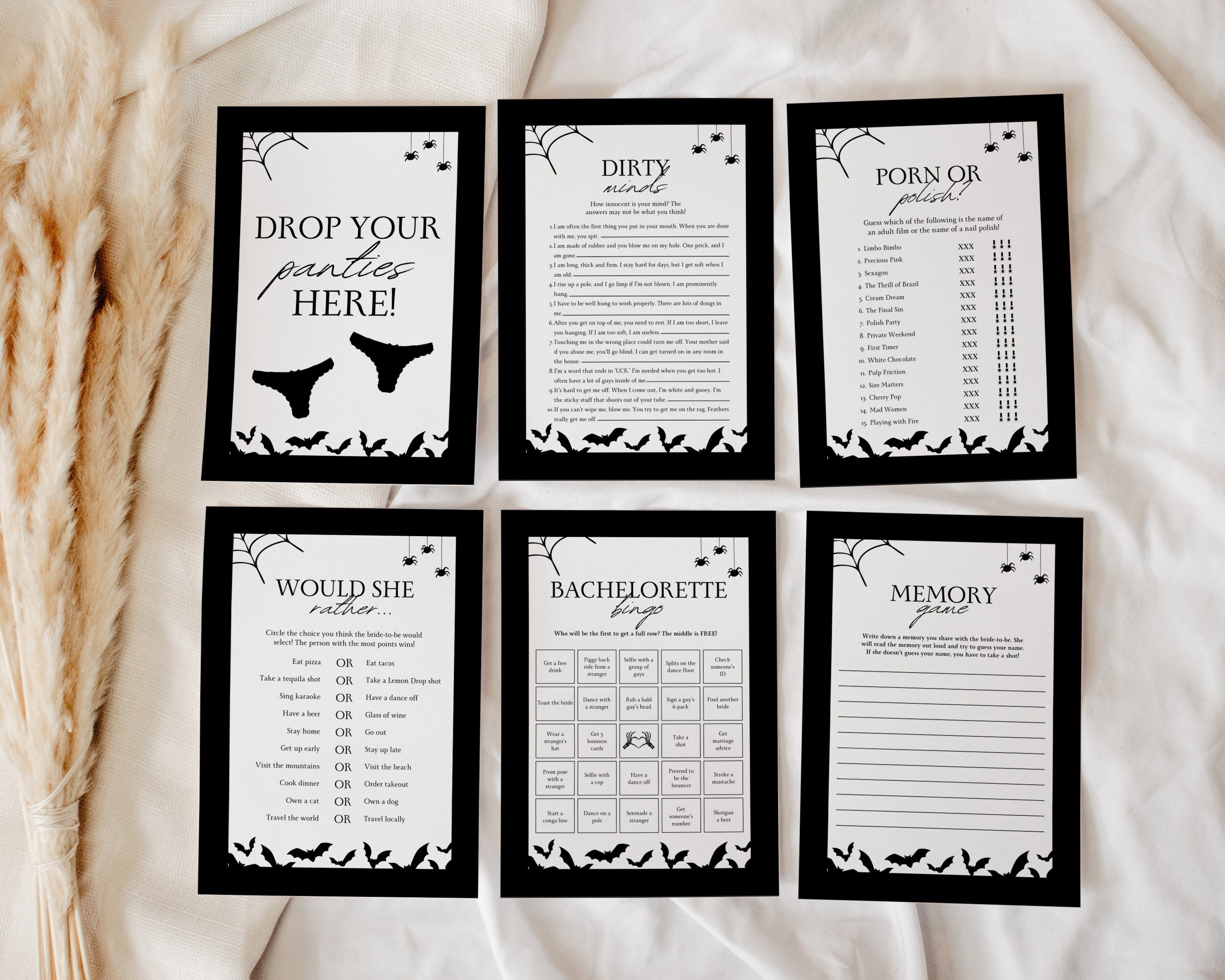 Halloween Bachelorette Party Drinking Game Bundle for Spooky Bride or Die Bach or Hen Party, Til Death Do Us Party Funny Dirty Games, RAVEN