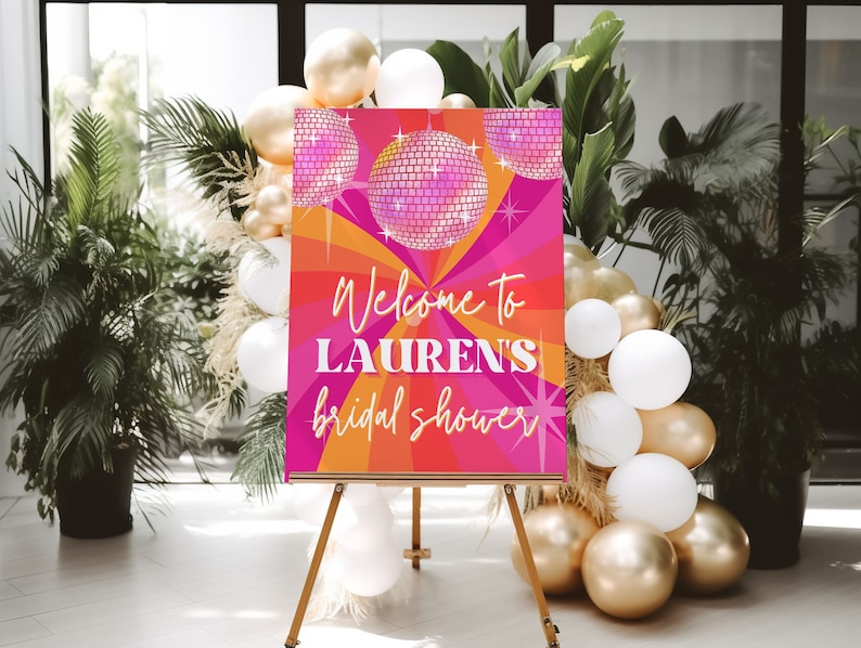 Disco welcome sign for Last Disco Bridal Shower decorations