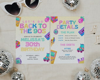 Back to the 90s Birthday Invitation Template for a Totally Rad or Retro 30th Bday Party, Throwback & Nostalgic 1990s Theme Invite, BRITNEY