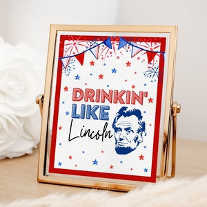 Fourth of July Bachelorette Party Drink Sign Decorations, Printable 4th of July, Red White Blue USA Bach Summer Decorations, Patriotic, KATY