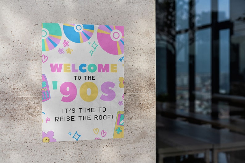 90s Welcome Sign for 90s Party Decorations 90s Theme, Back to the 90s ...