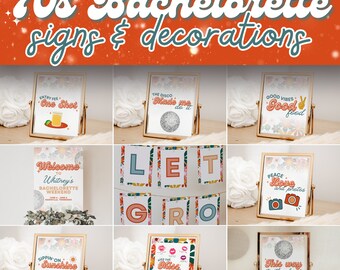 Pacote de placas para impressão de festa de despedida de solteira dos anos 70 com decorações para Retro Last Disco, Groovy Dazed & Engaged Bach ou Hippie Hen Party, FAYE