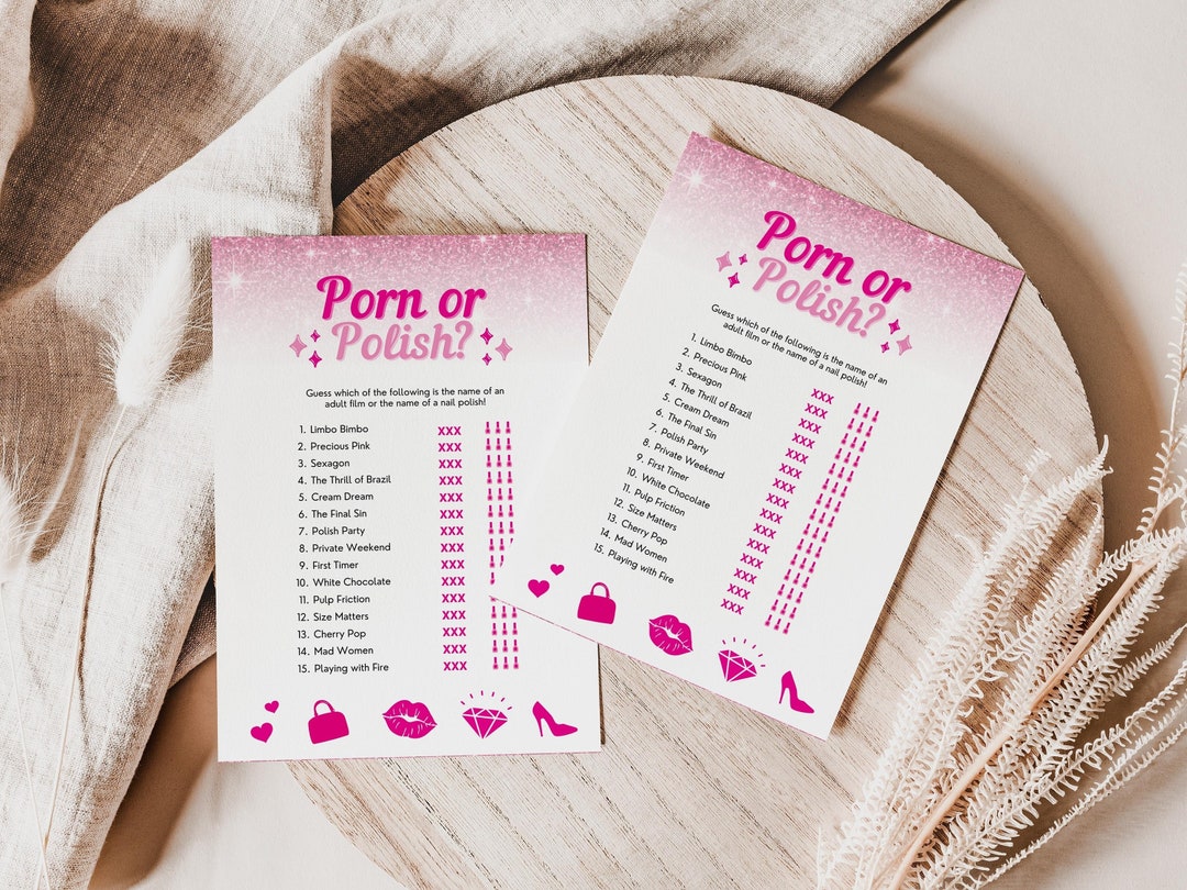 Hot Pink Glitter Bachelorette Party Drinking Games Porn or Polish  