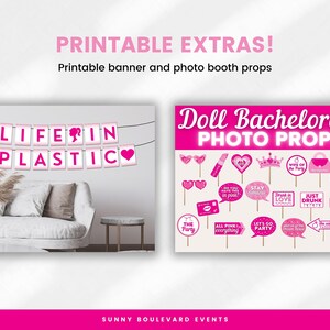 Hot Pink Glitter Bachelorette Party Bundle with Editable Templates for "Come On, Let's Go Party" Malibu Girly Doll Hen or Bach Theme BRITT image 8