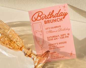 Brunch Invitation Birthday Invitation Brunch Girls Brunch Party Brunch and Bubbly Invite Brunch, Girls Brunching, Bubble Brunch Theme, CORA