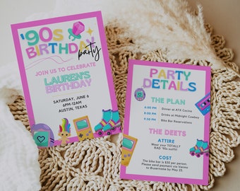 90s Birthday Invitation Template for Throwback Party for Adults, 30th Bday Invite for Women, Colorful, Nostalgic & Retro 90s Theme, SABRINA