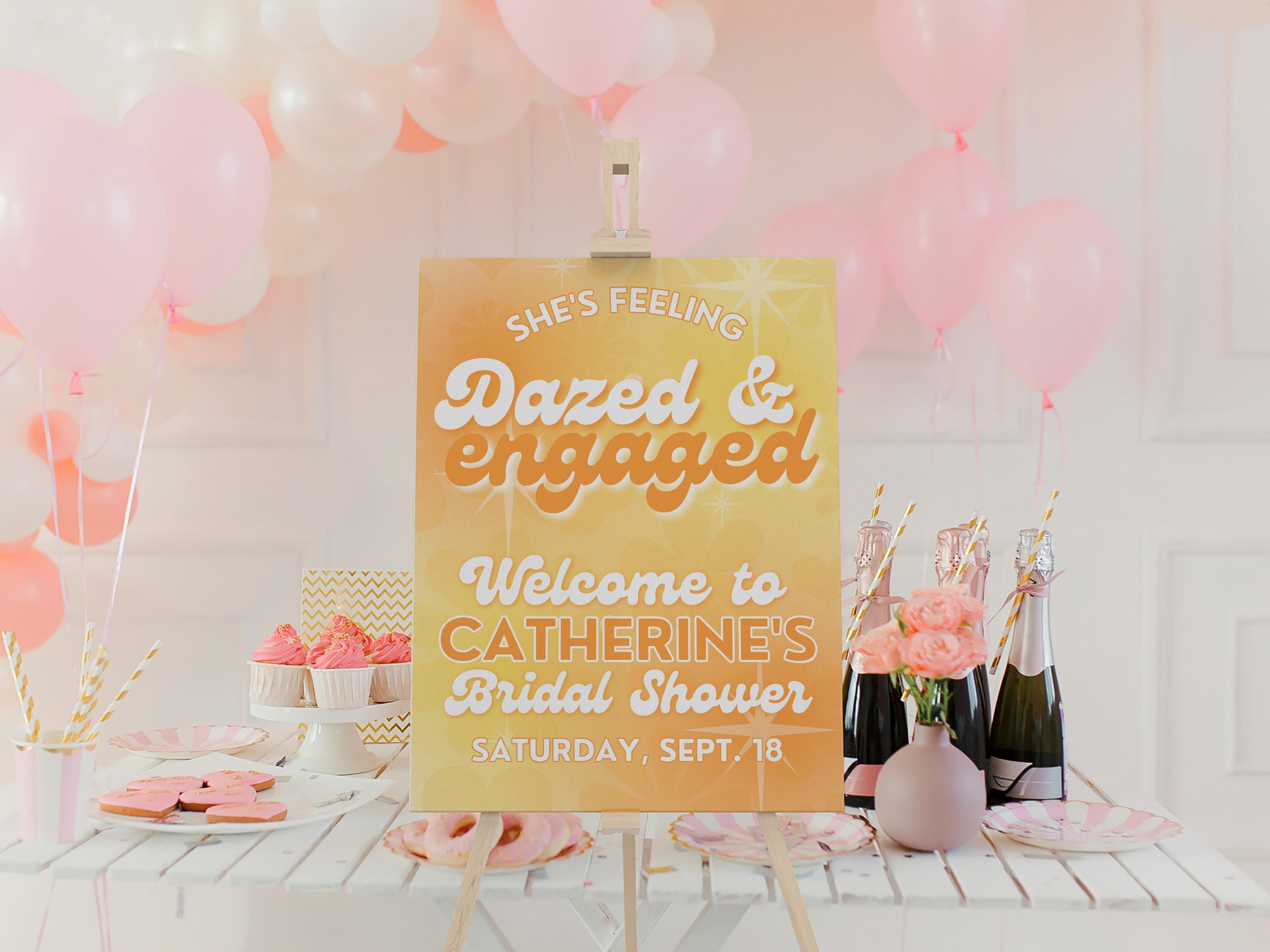 Dazed and Engaged Bridal Shower Bundle of Editable Templates for Retro ...