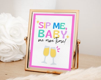 90s Party Printable Drink Table Sign Decor for Retro 90s Hen Party or Y2K 2000s Bachelorette or Birthday, 90s Theme 30th Bday Party, SABRINA