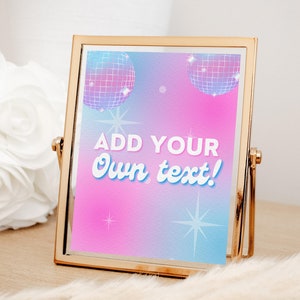 Disco Party Customizable Sign for Retro Birthday Decorations, 70s Bachelorette Hen Party, Hippie Graduation, Groovy Bridal Shower, CHLOE
